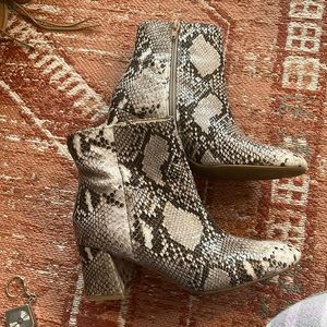 Snakeskin heeled ankle boots
